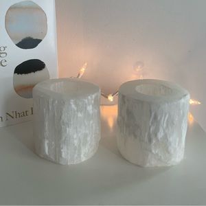 Selenite Candle & Incense Holder - sold as a pair